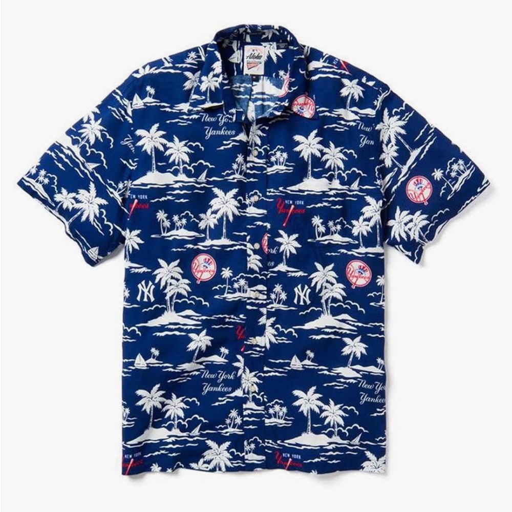 Aloha Reyn Spooner baseball New York Yankees MLB classic fit Hawaiian shirt